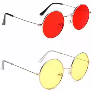 90s Retro Style Round Colored Lens Sunglasses